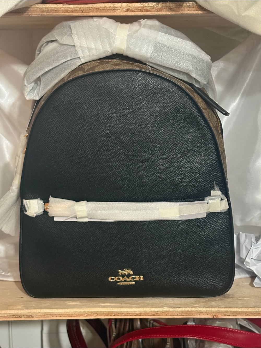 Coach Black & Brown Signature Canvas Backpack